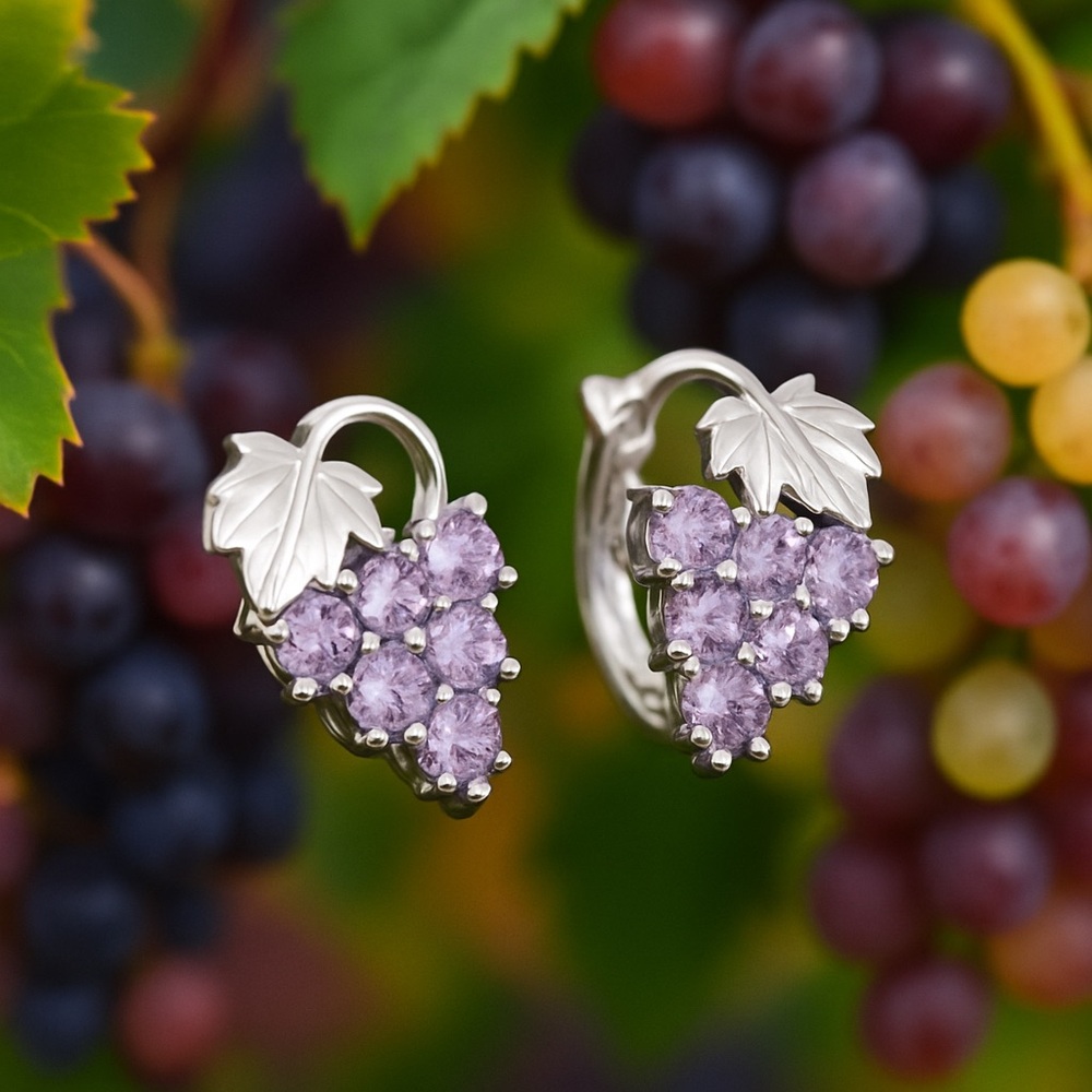 Grape Sparkle Sterling Silver Earrings